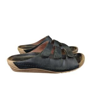 Wolky Nomad Sandal Slip-on Black Leather Summer Casual Comfort EU 39 Women's 8